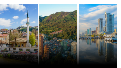 Sarajevo, Bogota and Manila skylines